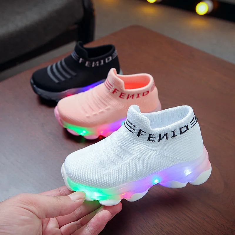 Sapatos em malha com LED