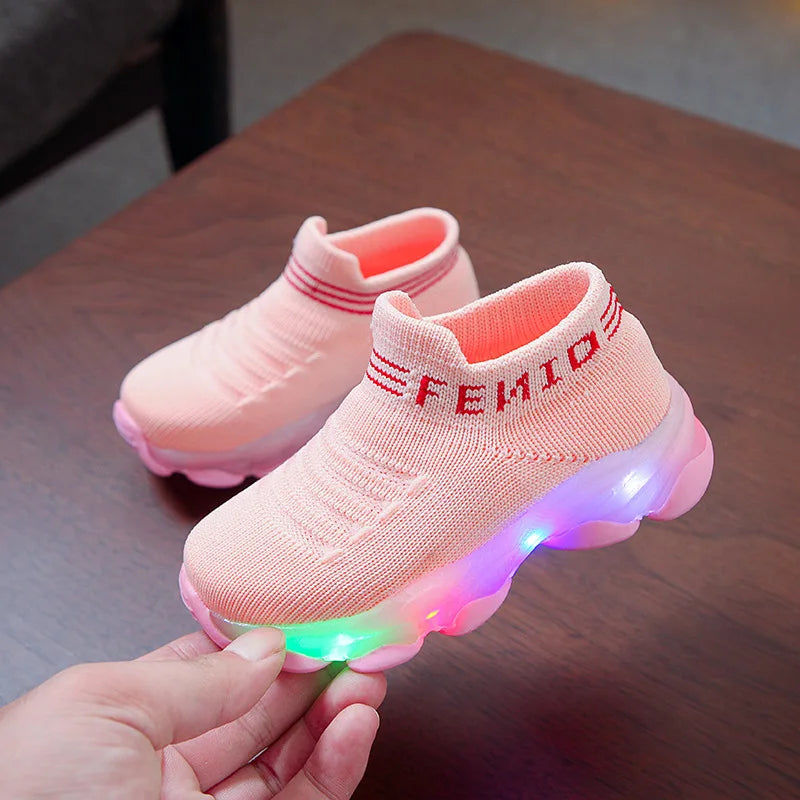 Sapatos em malha com LED