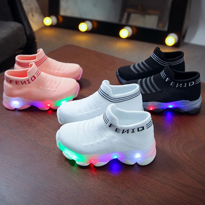 Sapatos em malha com LED