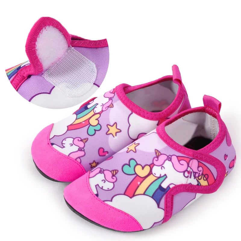 Sapatos de praia de unicórnio infantil para crianças